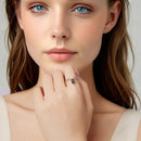 925 Sterling Silver Ring with Transparent Glass - Stylish E | 0.2cm Width for Women-7