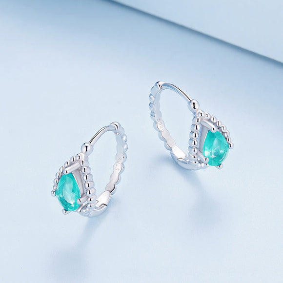 925 Sterling Silver Earrings with Pavé Setting and Transparent Glass