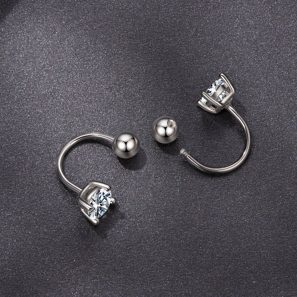 925 Sterling Silver Moissanite 0.1ct Earrings 1.3cm for Women