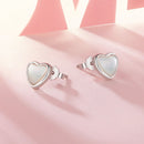925 Sterling Silver White Shell Plated White Gold Earrings Size 7*8mm-4