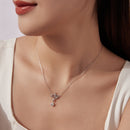 925 Sterling Silver Moissanite 0.50 Carat Necklace with CZ Pavé Setting in White Gold, 40+5cm for Women-6
