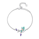 925 Sterling Silver Enamel Plated Platinum Bracelet with CZ, Adjustable Length for Women-4