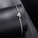 925 Sterling Silver Moissanite Heart Bracelet for Women - Silver - 15+6cm Length, 0.3cm Thickness-2