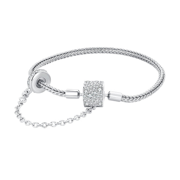 925 Sterling Silver Bracelet 17cm with Pavé Setting CZ for Women