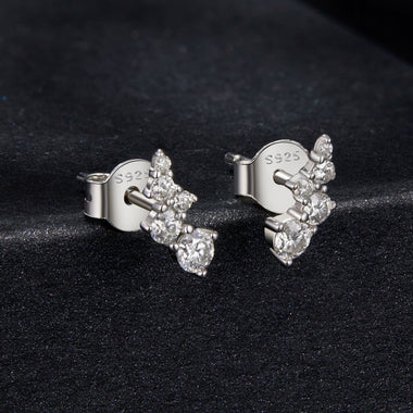 925 Sterling Silver Moissanite Earrings with White Gold Plating for Women - 0