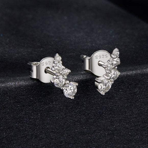 925 Sterling Silver Moissanite Earrings with White Gold Plating for Women