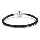 925 Sterling Silver Leather Rope Bracelet 17cm for Men-1