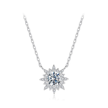 925 Sterling Silver 0.5 Carat Moissanite Necklace in White Gold Plating for Women - 0