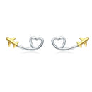925 Sterling Silver Earrings, 0.6cm, Plated Gold, Plated Platinum for Women-1