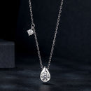 925 Sterling Silver + Moissanite Adjustable Necklace for Women - White Gold 0.5ct & 0.1ct-4