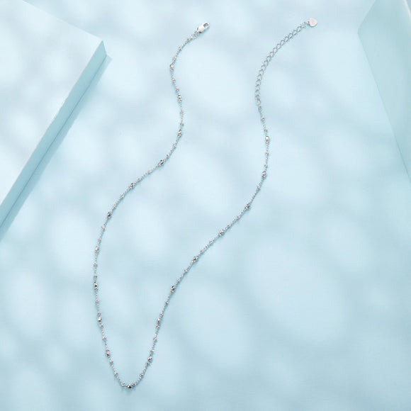 925 Sterling Silver 40+5cm White Gold Plated Necklace for Women