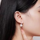 925 Sterling Silver Earrings with Quality Shell Pearl and CZ, 21*11mm, for Women-6