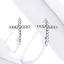 S925 Sterling Silver Earrings with Pavé Set CZ in Platinum Finish-3