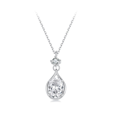 925 Sterling Silver White Gold Plated 40+5cm Necklace with Pavé Setting CZ for Women - 0