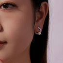 925 Sterling Silver White Gold Plated 1.6cm Hoop Earrings with Synthetic Pearl for Women-7