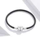 925 Sterling Silver Leather 17cm Bracelet with Oxidized CZ for Women-2