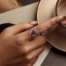925 Sterling Silver Ring with White Gold Plating, Enamel, Width 0.16cm, Style E for Women-5