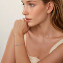 925 Sterling Silver White Gold Plated Bracelet with CZ Pendant-7