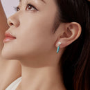 925 Sterling Silver Earrings with Synthetic Turquoise and Pearl, 2.4*0.6cm for Women-7