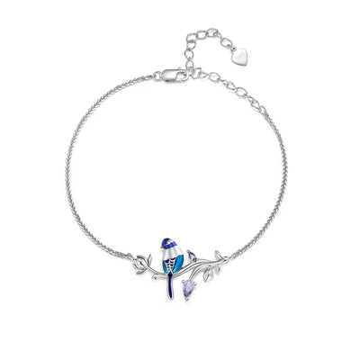 925 Sterling Silver Enamel Bracelet with Pavé Setting CZ - 0