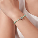 925 Sterling Silver Adjustable Bracelet with Enamel and Transparent Glass Pendant for Women-6