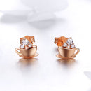 925 Sterling Silver Rose Gold Plated Pavé CZ Earrings for Women-2