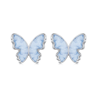 925 Sterling Silver Enamel White Gold Plated Earrings for Women - 1.0x1.2cm