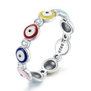925 Sterling Silver Enamel Ring with Pavé Setting CZ, Size 6.0 for Women-1