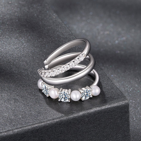 925 Sterling Silver Earrings with Moissanite and Freshwater Pearl for Women, 1.2*1.7cm, White Gold Plated