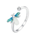 925 Sterling Silver White Gold Plated Enamel Pavé Setting CZ Ring-3