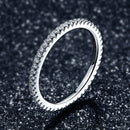 925 Sterling Silver Platinum Plated CZ Pavé Setting Ring Size 5.0 for Women-2