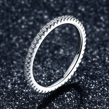 925 Sterling Silver Platinum Plated CZ Pavé Setting Ring Size 5.0 for Women - 0