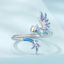 925 Sterling Silver Enamel Process Pavé CZ White Gold Ring for Women-3