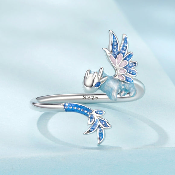 925 Sterling Silver Enamel Process Pavé CZ White Gold Ring for Women