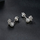 925 Sterling Silver 0.1 Carat Moissanite and Pearl Earrings for Women-7