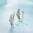 925 Sterling Silver Oxidized Silver Hoop Earrings 1.4*0.5cm for Women-3