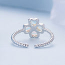 925 Sterling Silver Moonstone Clover Ring for Women-1