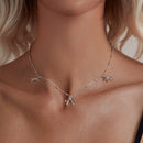 925 Sterling Silver + Plated White Gold Necklace with Adjustable Length for Women-5