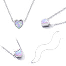 925 Sterling Silver and Platinum Plated Translucent Opal Necklace, 43.5cm Adjustable Chain, for Women-3