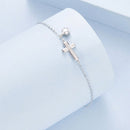 925 Sterling Silver Bracelets with Pavé Setting CZ, Length 15+6cm, White Gold Plated for Women-2