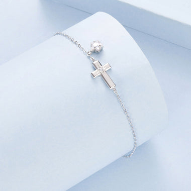 925 Sterling Silver Bracelets with Pavé Setting CZ, Length 15+6cm, White Gold Plated for Women - 0