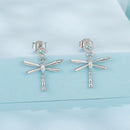 925 Sterling Silver Earrings with Pavé Setting CZ and Transparent Glass-2