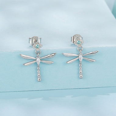 925 Sterling Silver Earrings with Pavé Setting CZ and Transparent Glass - 0
