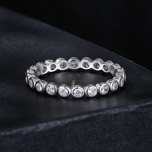 925 Sterling Silver 2mm Moissanite Ring Size 7 for Women