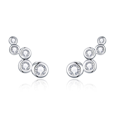 925 Sterling Silver Earrings with Pavé Setting CZ, 0.5x1.2 cm for Women - 0