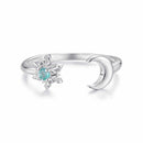 925 Sterling Silver Ring with Glass Snowflakes and Moon for Women-1