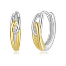 925 Sterling Silver Earrings for Women - 1.4x0.4cm - White Gold and Gold Plated-1