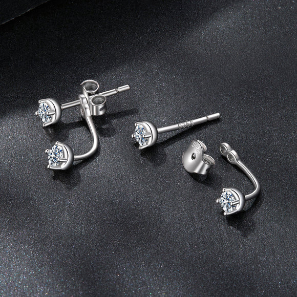 925 Sterling Silver White Gold Plated Moissanite Earrings 0.1 Carat for Women