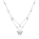 925 Sterling Silver Butterfly Necklace with Pavé Setting CZ, 40cm Length for Women-2