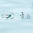 925 Sterling Silver Earrings with Pavé Setting CZ and Oxidized Finish for Women-4